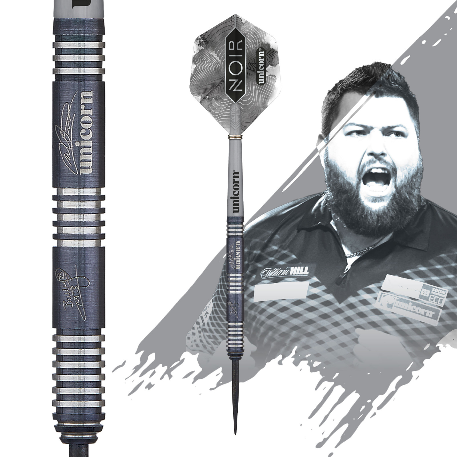 Unicorn Michael Smith Noir 90% Steel Tip Darts - Premier Darts